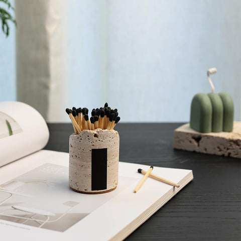 JIMEI match holder with natural cork base protects furniture