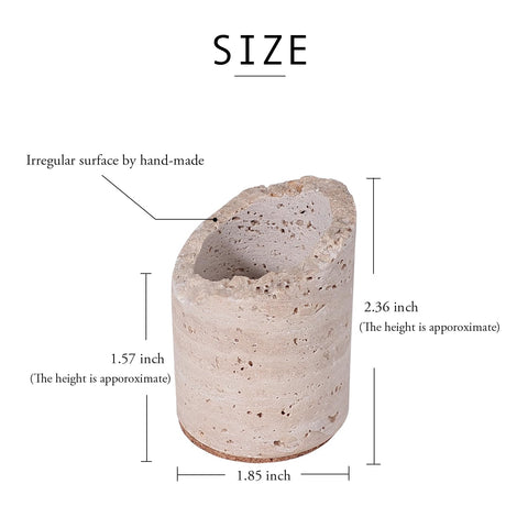 JIMEI travertine match holder close-up shows natural texture and refined decor