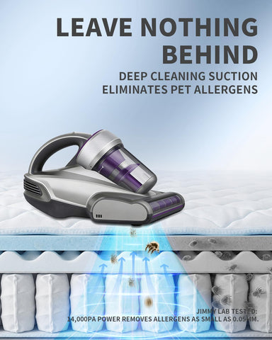 Jimmy Mattress Vacuum Cleaner wide 240mm suction port covers more area quickly.