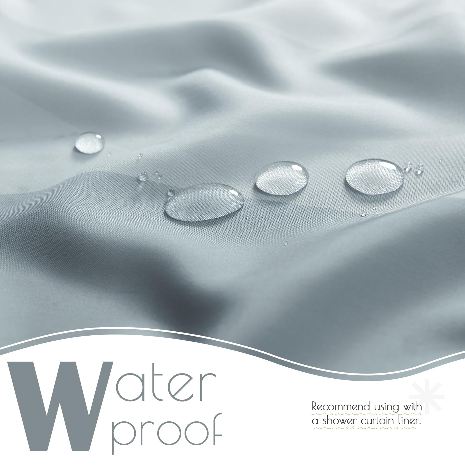 Jinchan 70x72 inch shower curtain size demonstrated for standard baths