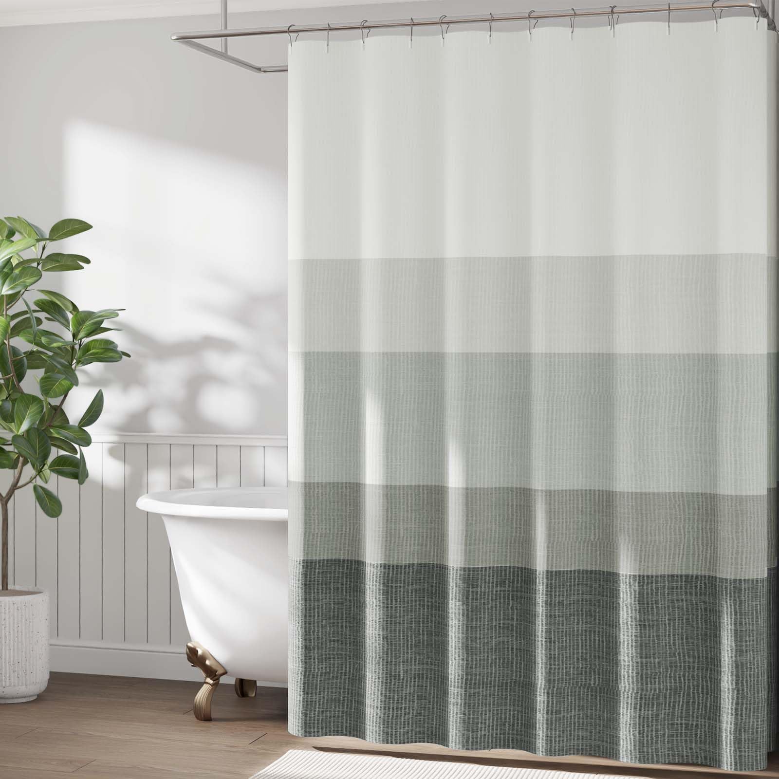 Bathroom ambience with Jinchan ombre curtain accenting space