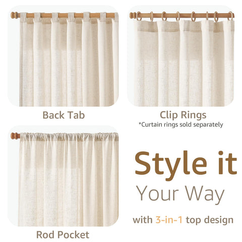 Jinchan beige linen blend curtains in a room setup highlighting versatile styling
