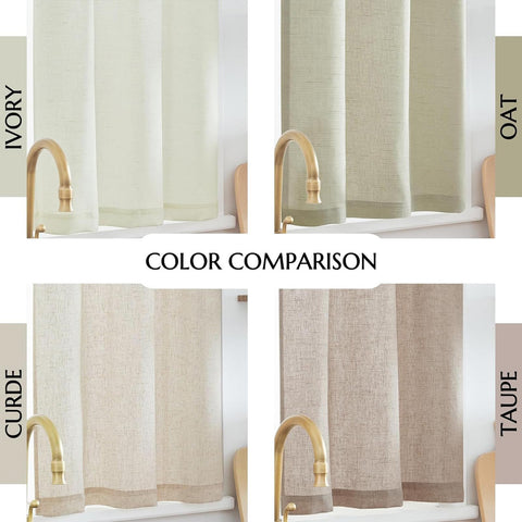 Jinchan kitchen curtains showing the natural fabric and breathable texture.