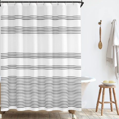 jinchan black and white shower curtain front view 70x72 for a modern farmhouse bathroom