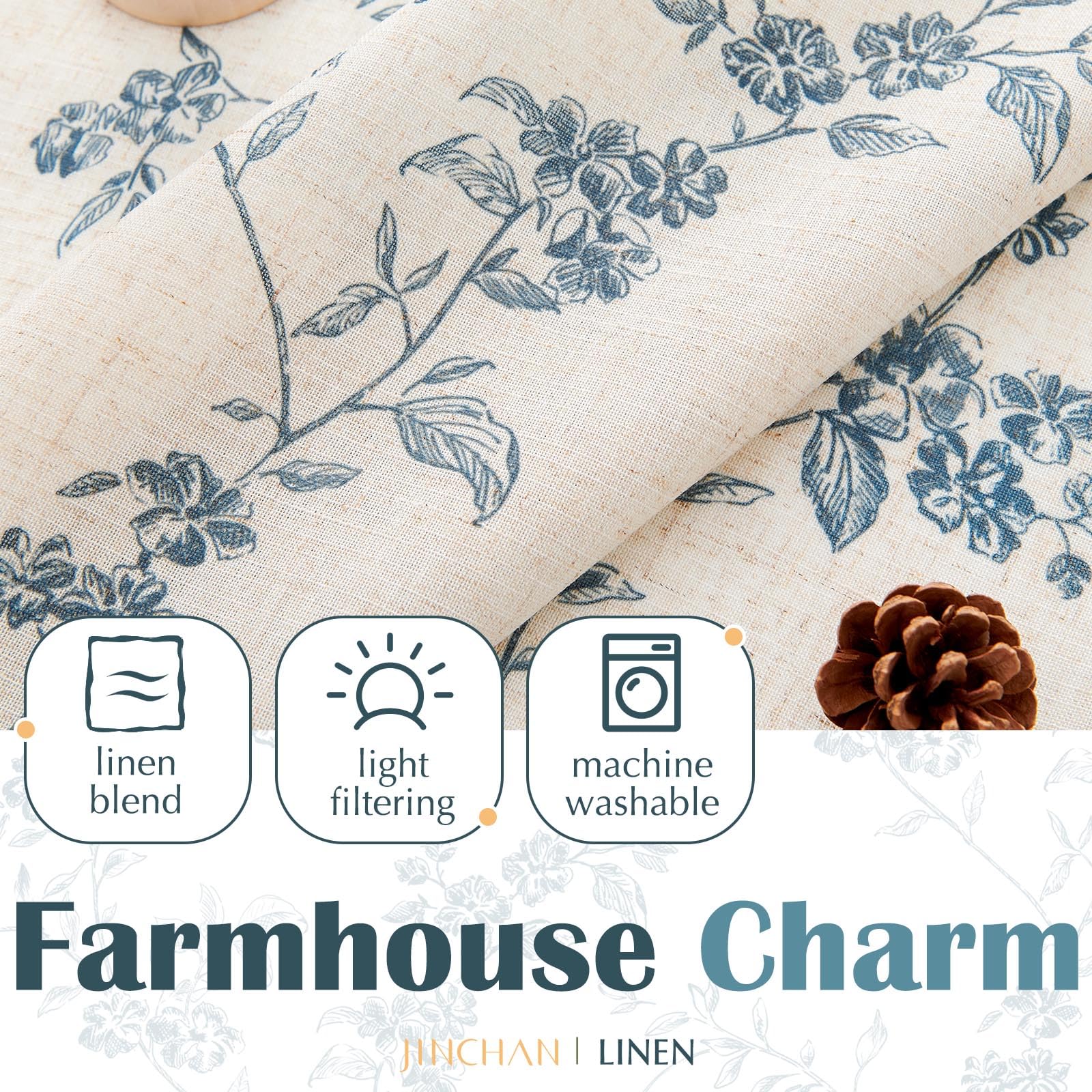 Jinchan cafe curtains blue beige drapes create inviting breakfast nook lighting