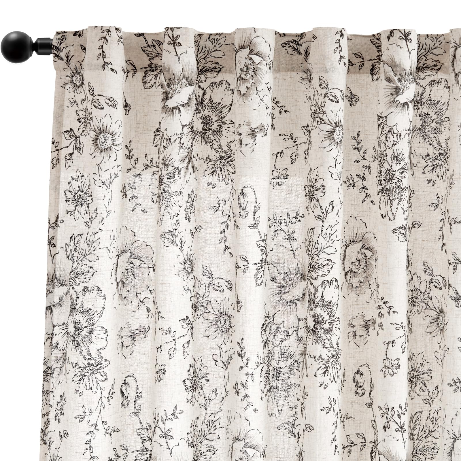 JINCHAN peony linen curtains bring farmhouse charm to any room