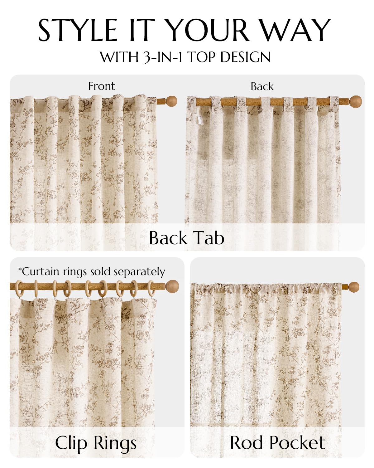 Jinchan easy-care curtains machine washable in cold water.