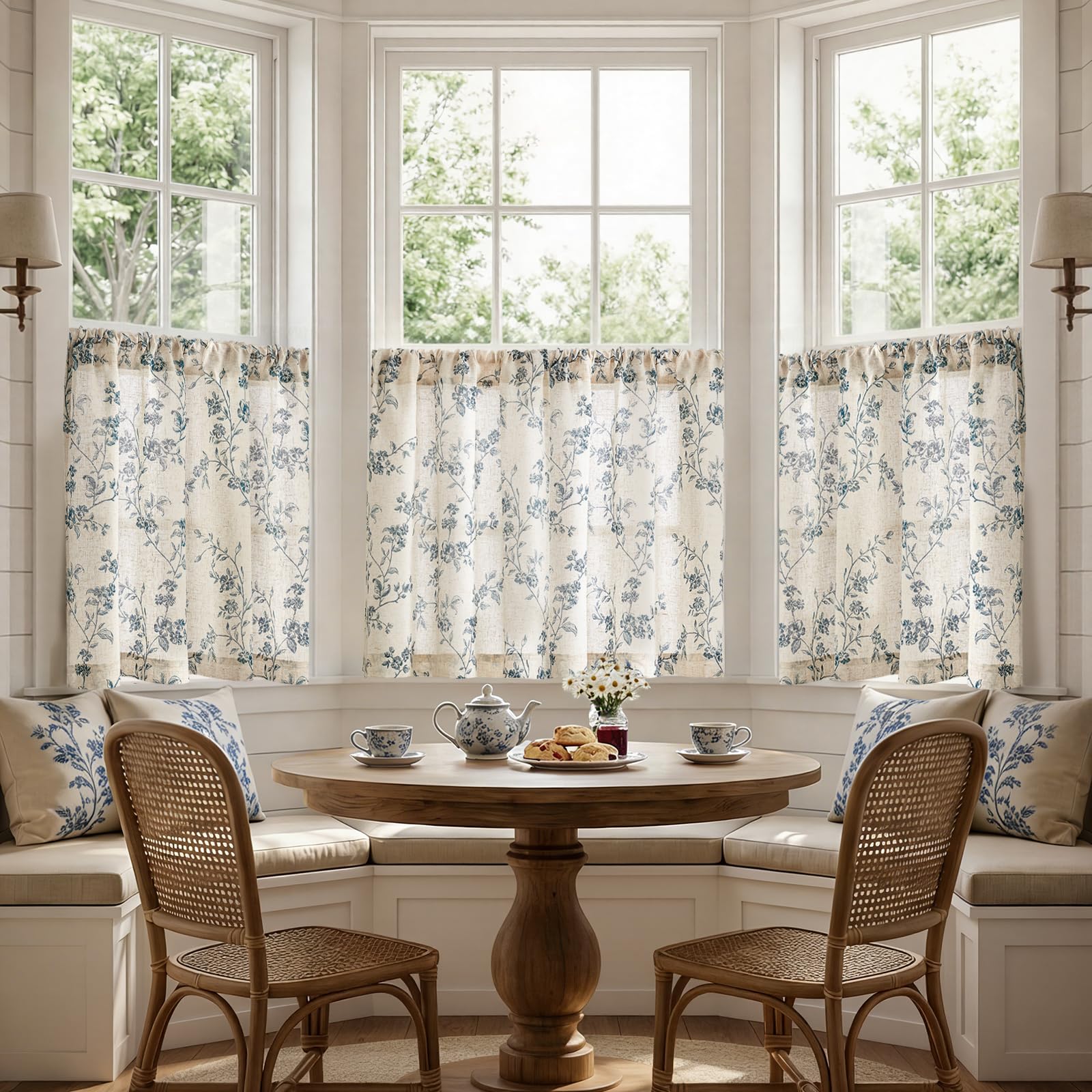 Jinchan farmhouse-style curtains blue beige add cozy ambiance to living spaces