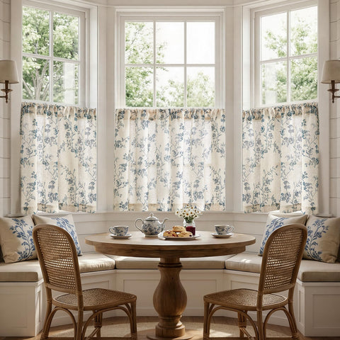 Jinchan farmhouse-style curtains blue beige add cozy ambiance to living spaces