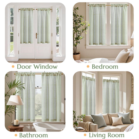 Jinchan farmhouse-modern curtains in sage green for cozy versatile spaces.