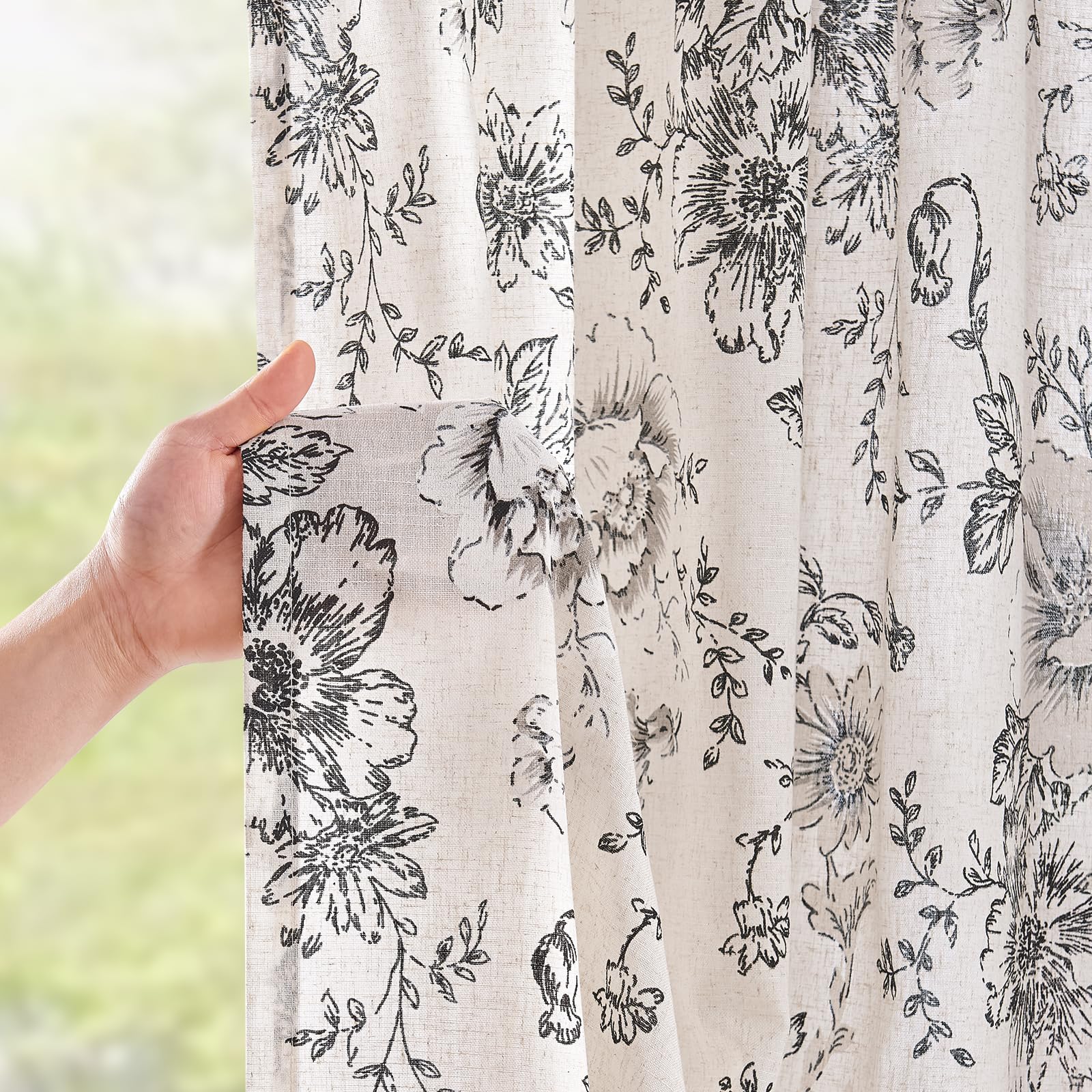JINCHAN floral curtains offer light filtering and privacy for living spaces