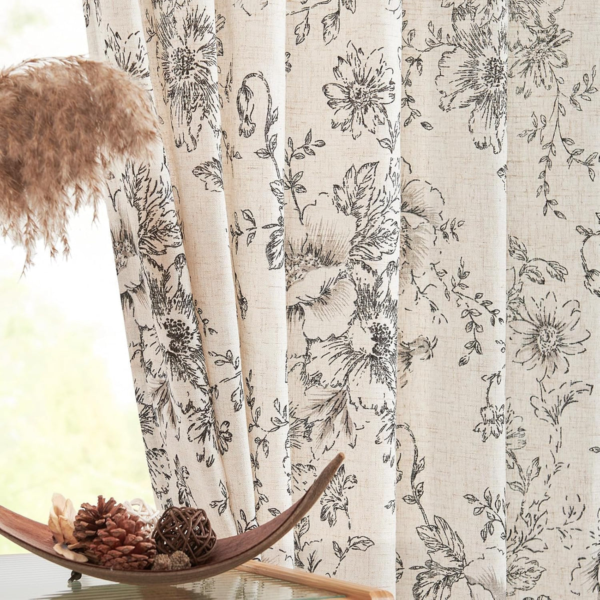 JINCHAN floral curtains with peony drape add soft privacy to living room windows