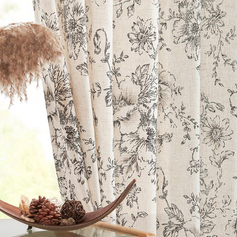 JINCHAN floral curtains with peony drape add soft privacy to living room windows