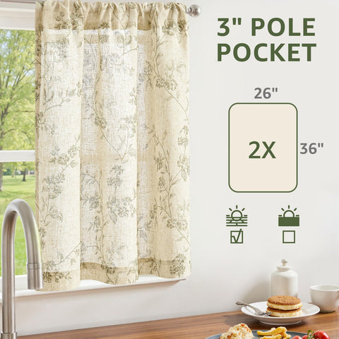 Jinchan kitchen curtains 26x36; versatile for RVs and glass doors, easy care.
