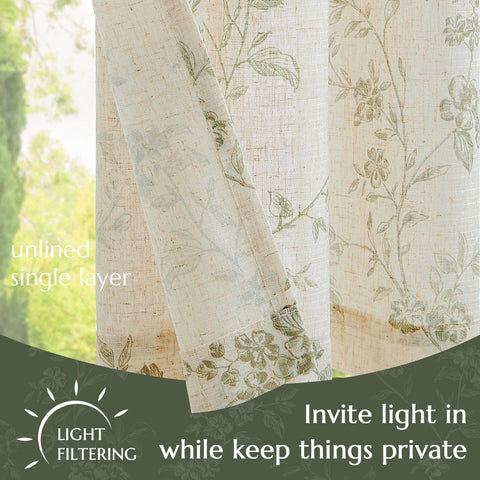 Jinchan floral pattern curtains; light filtering privacy for bathrooms and laundry rooms.