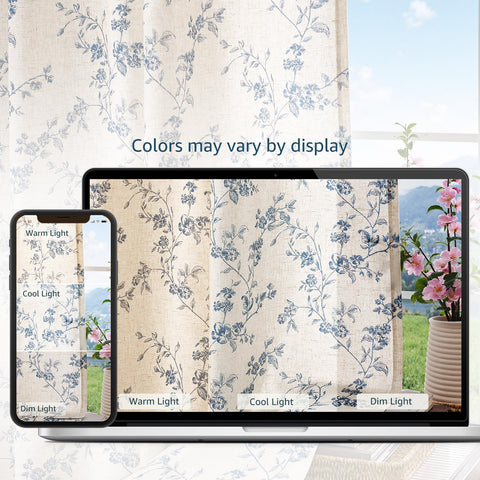 Jinchan Floral Kitchen Curtains care-friendly linen texture, machine washable.