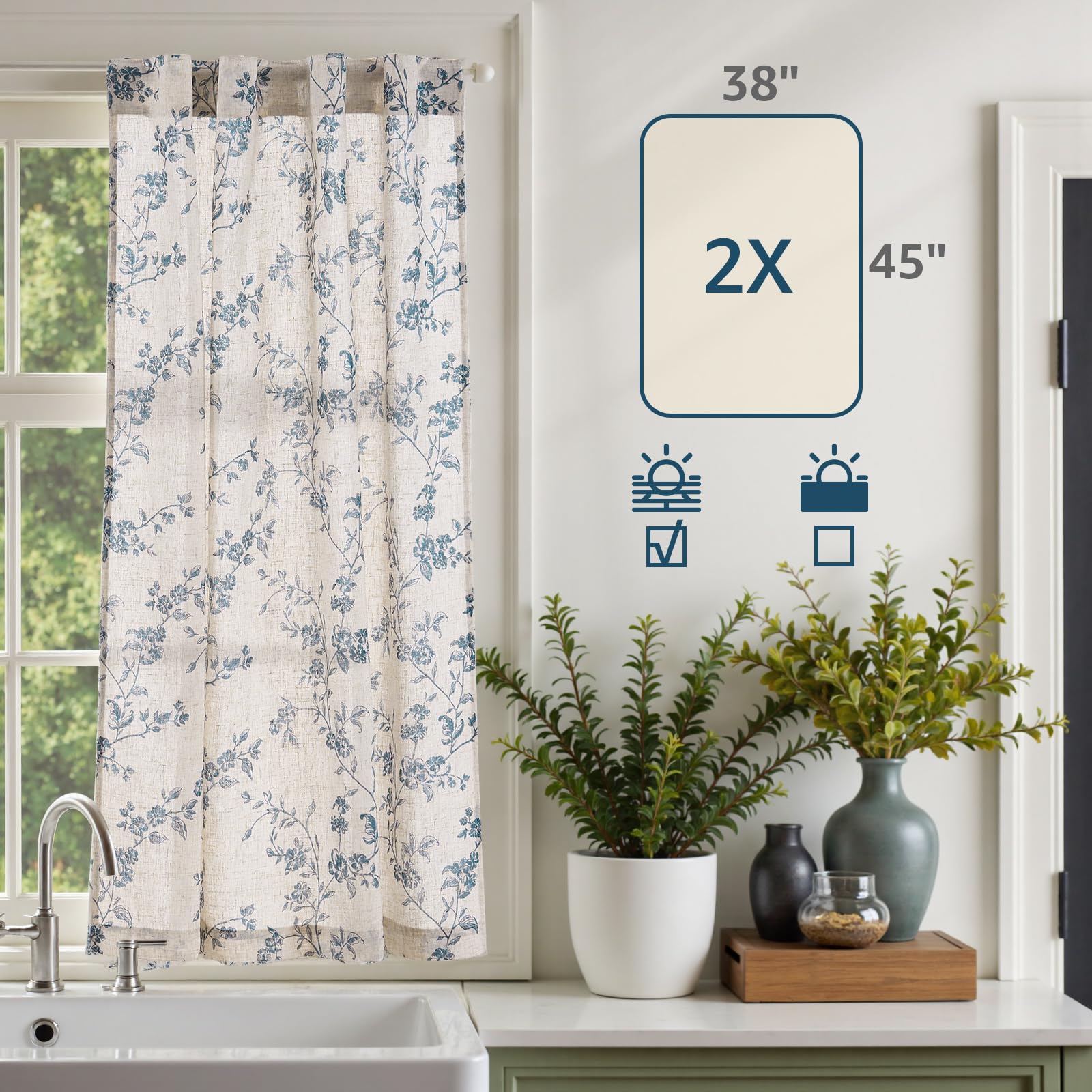 Jinchan Floral Kitchen Curtains kitchen window decor with airy feel.