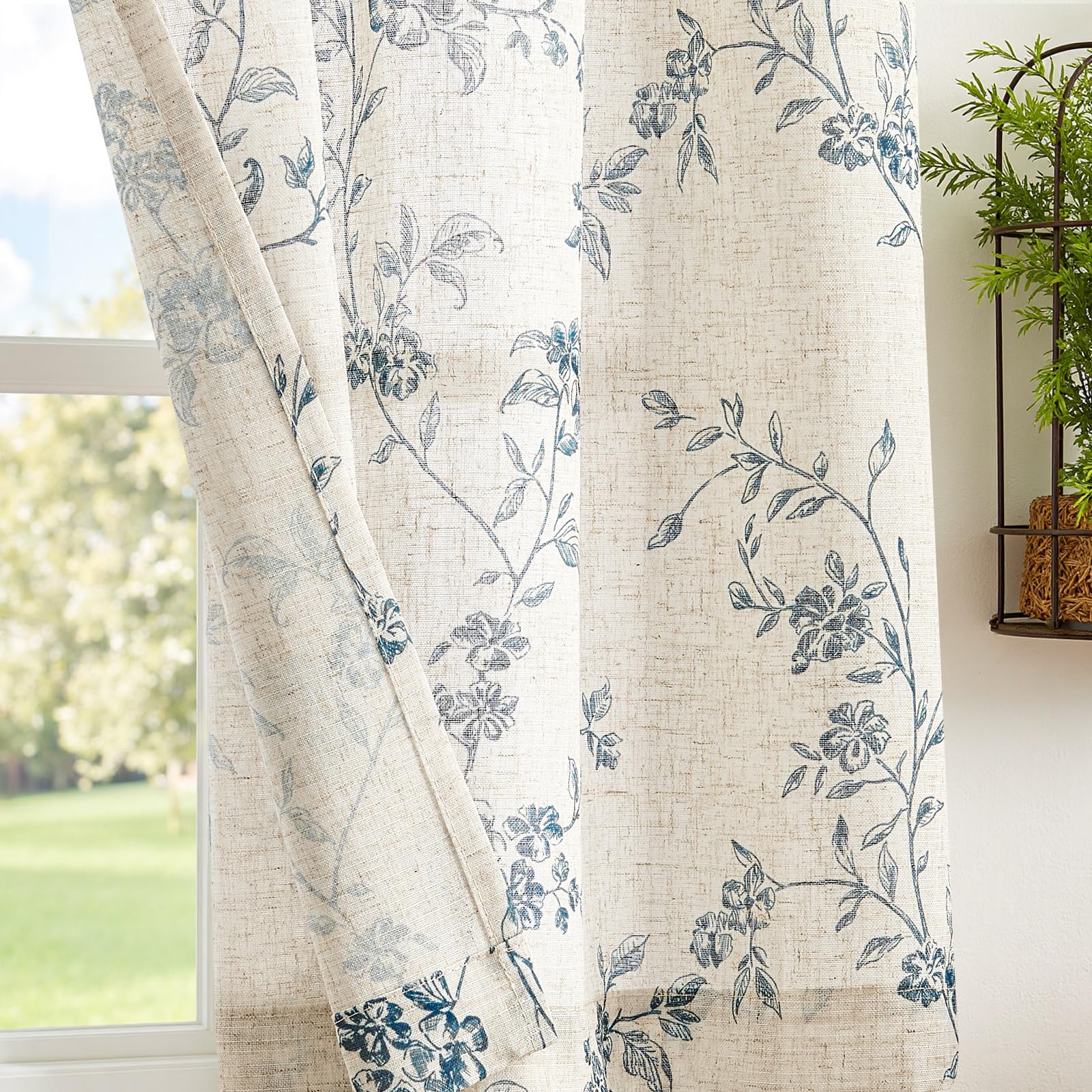 Jinchan Floral Kitchen Curtains light filtering fabric for bright, private kitchen days.