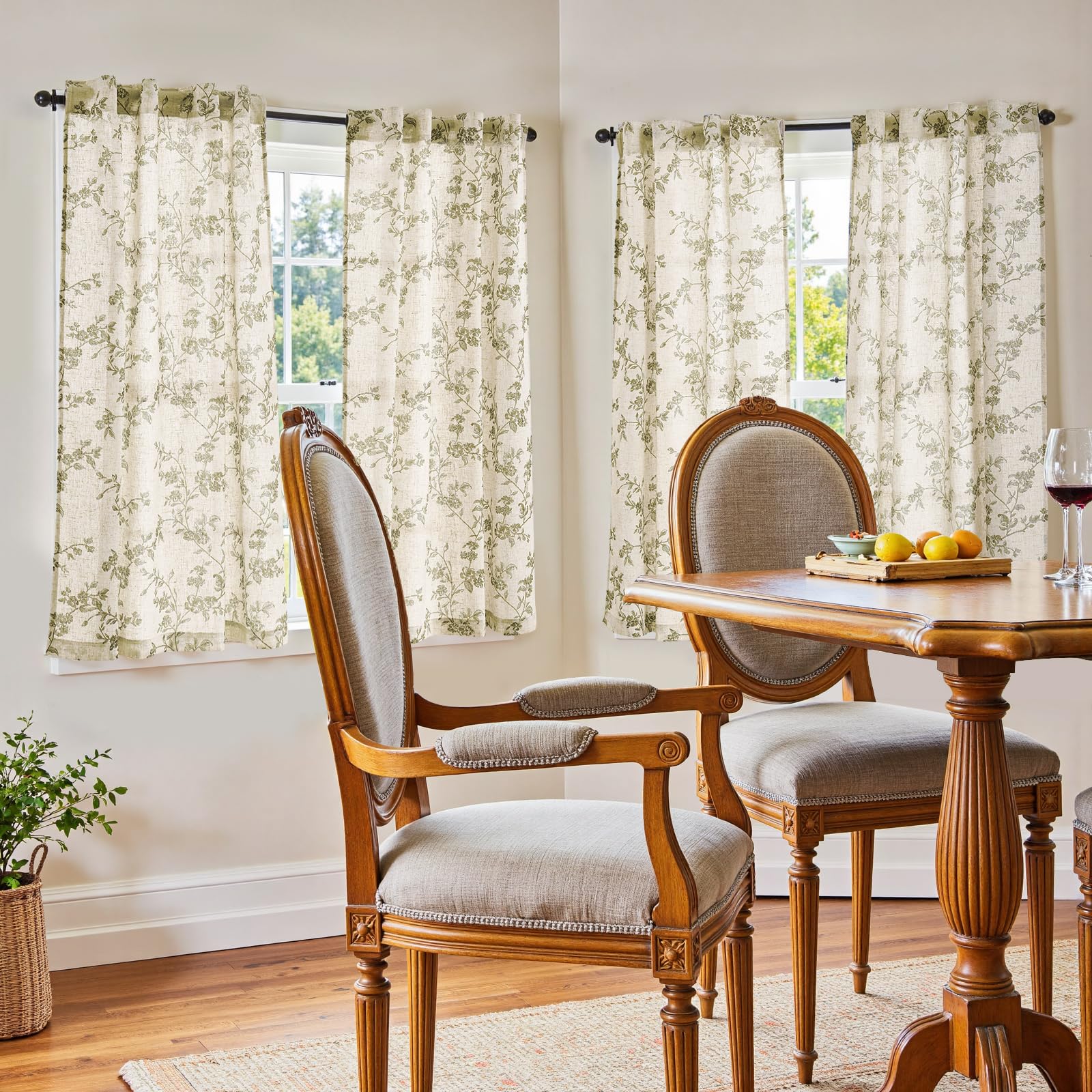 Jinchan floral kitchen curtains light filtering fabric softens sunlight for cozy rooms