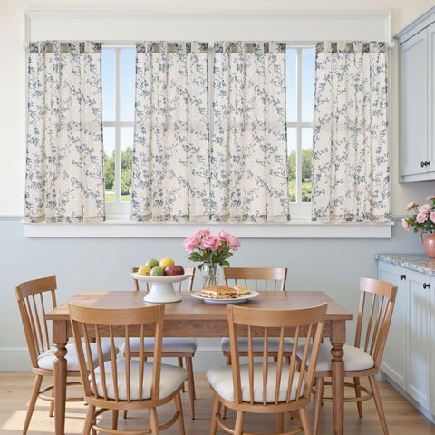 Jinchan Floral Kitchen Curtains living room scene adds vintage elegance.