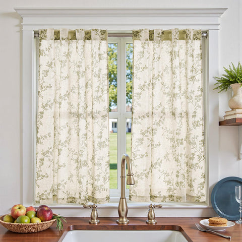 Jinchan floral kitchen curtains pattern closeup highlights oriental florals for stylish kitchen décor