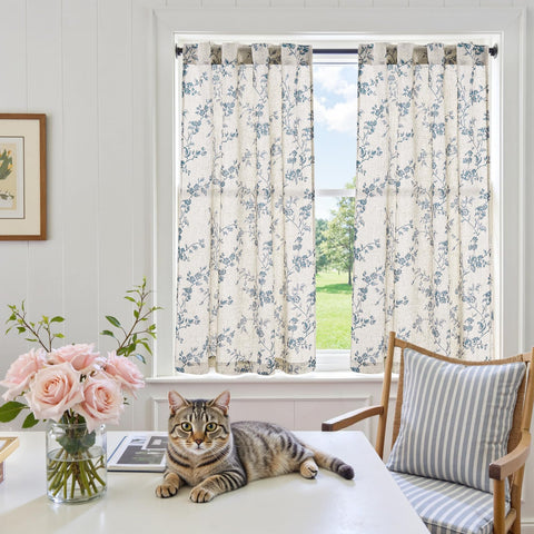 Jinchan Floral Kitchen Curtains rod-pocket style simplifies installation on standard rods.