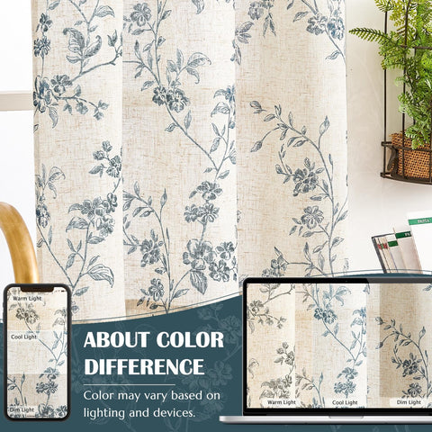Jinchan glass-door curtains floral pattern blue beige soften entryways with privacy