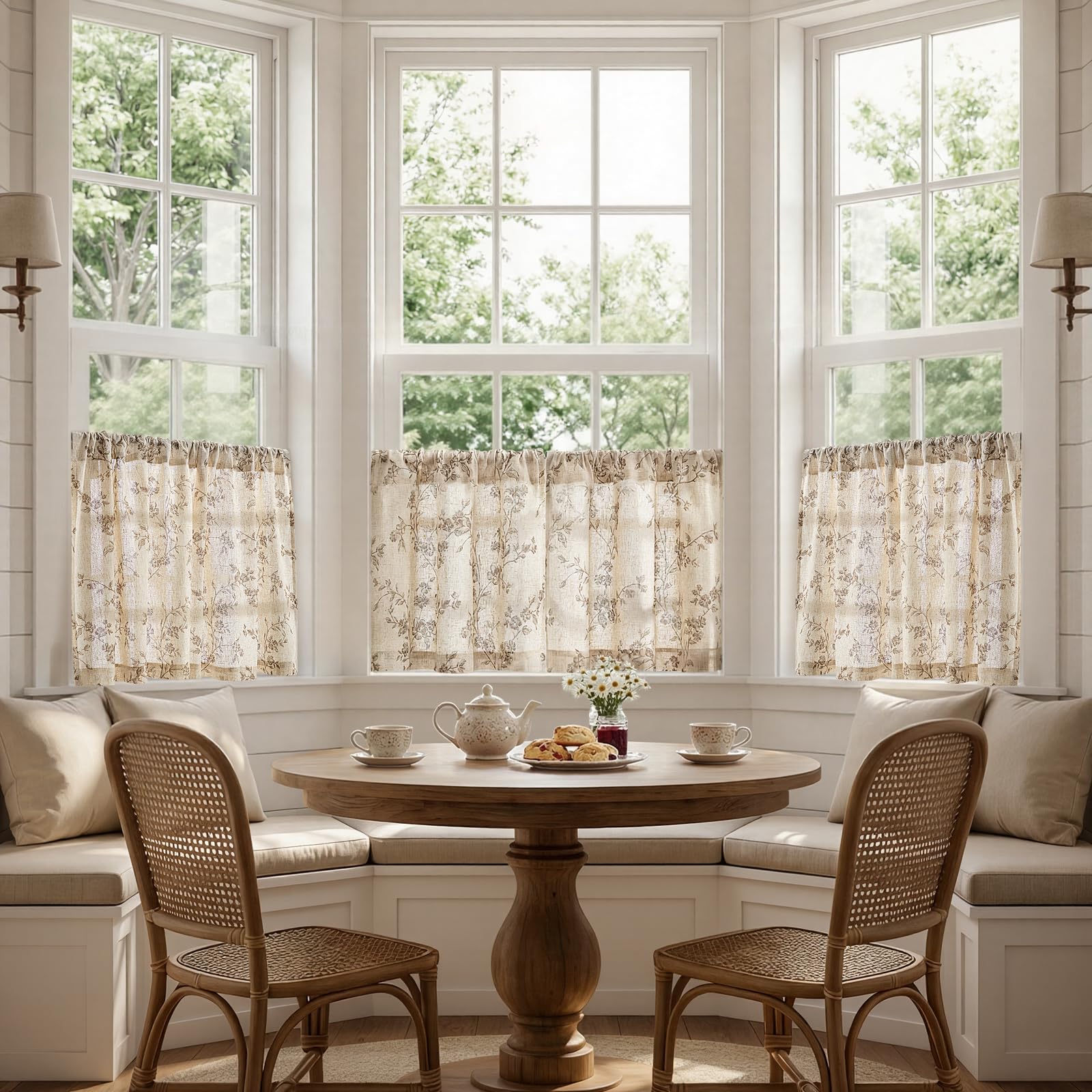 jinchan light-filtering curtains semi-sheer fabric offer privacy while brightening the room.