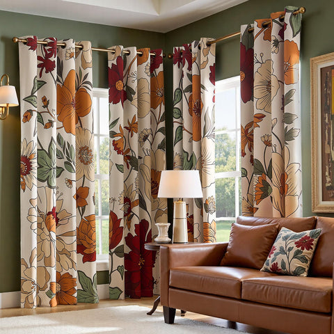 JINCHAN Lora floral curtains 50in-wide panels suit most windows.