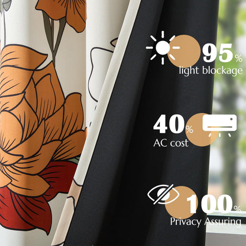 JINCHAN Lora floral curtains bedroom setup highlighting calming light control.