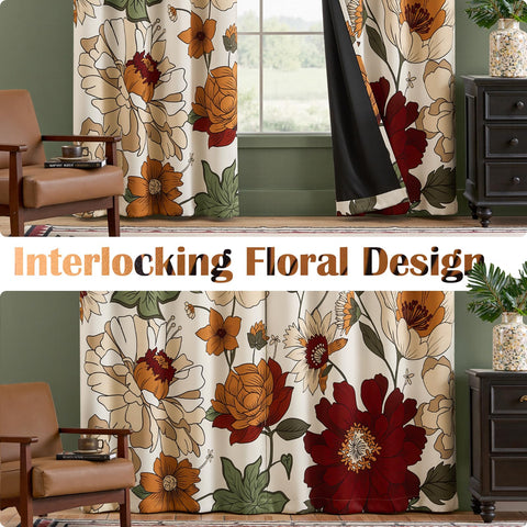 JINCHAN Lora floral curtains detailed pattern adds vintage boho charm.