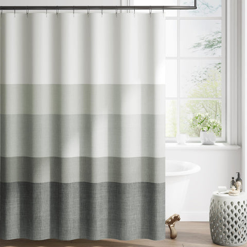 Jinchan Ombre Cloudy Grey striped curtain with gradient design for a calm bathroom look