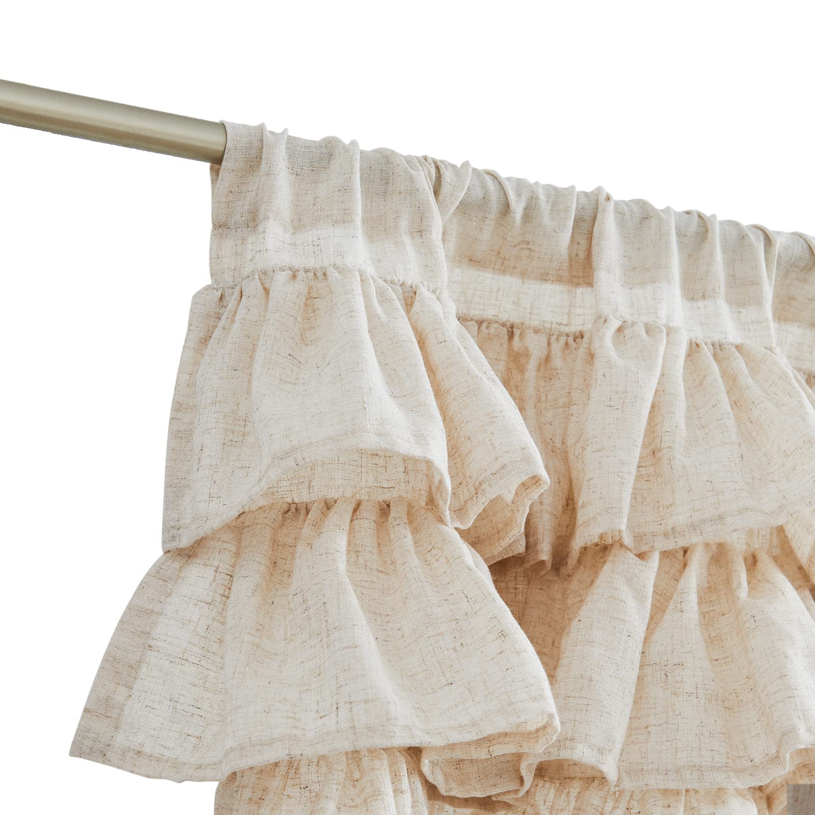Jinchan ruffled valance linen living room scene with vintage charm