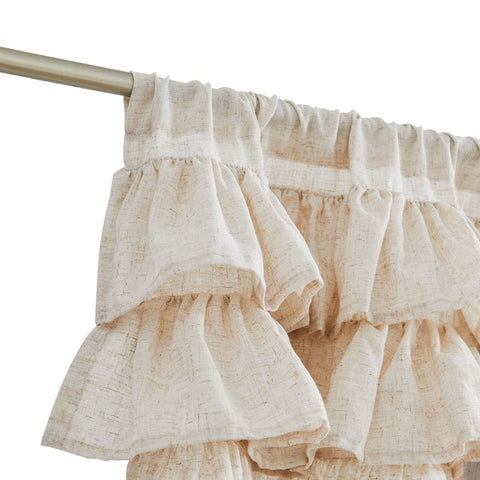 Jinchan ruffled valance linen living room scene with vintage charm