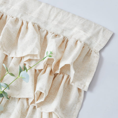 Jinchan ruffled valance linen pole-pocket design for easy mounting
