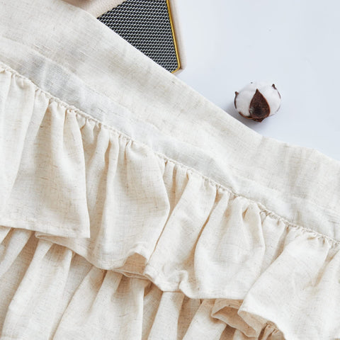 Jinchan ruffled valance linen stitch-detail highlighting quality