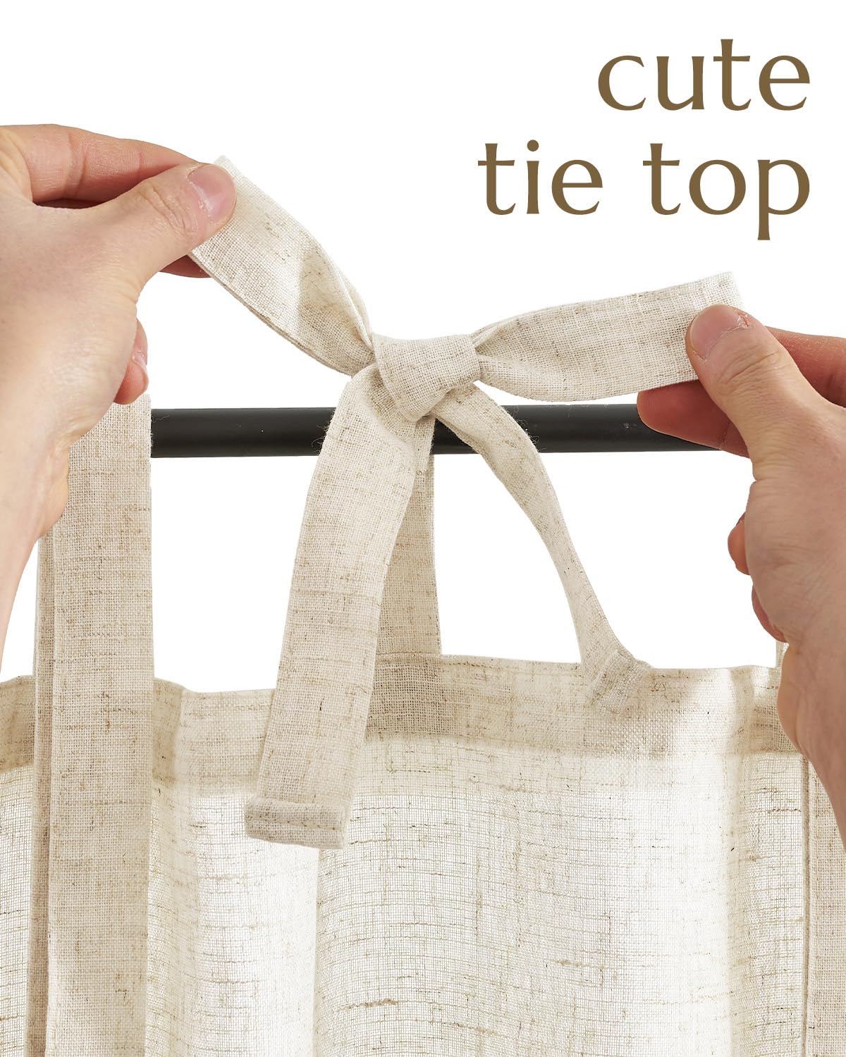 jinchan tie-top linen curtains dining area half-window for cozy ambiance