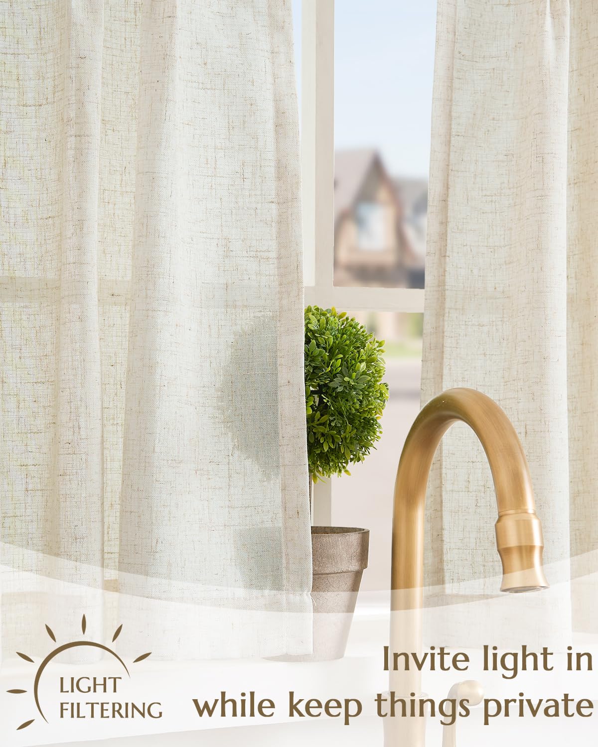 jinchan tie-top linen curtains on glass door provide subtle privacy