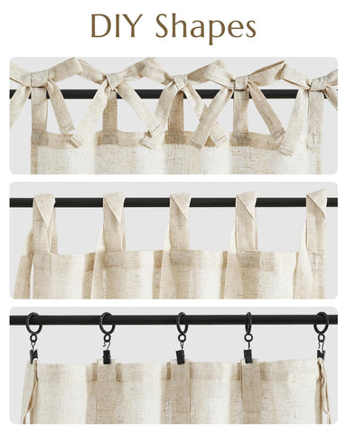 jinchan tie-top linen curtains for laundry room soft texture and air flow