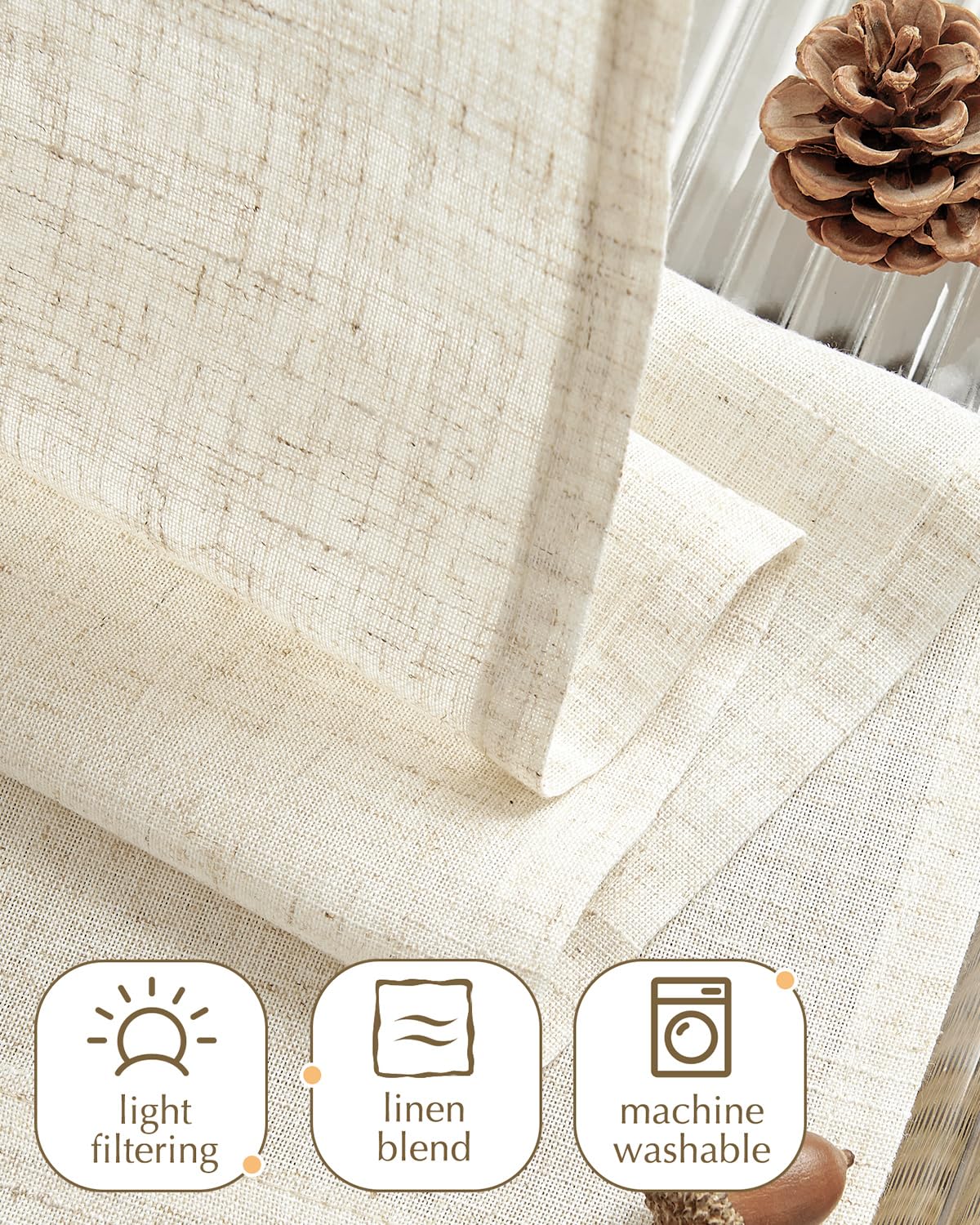jinchan tie-top linen curtains rustic farmhouse look for cottage interiors