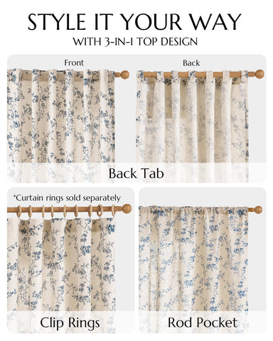 Jinchan two-panel blue floral set for cohesive decor.