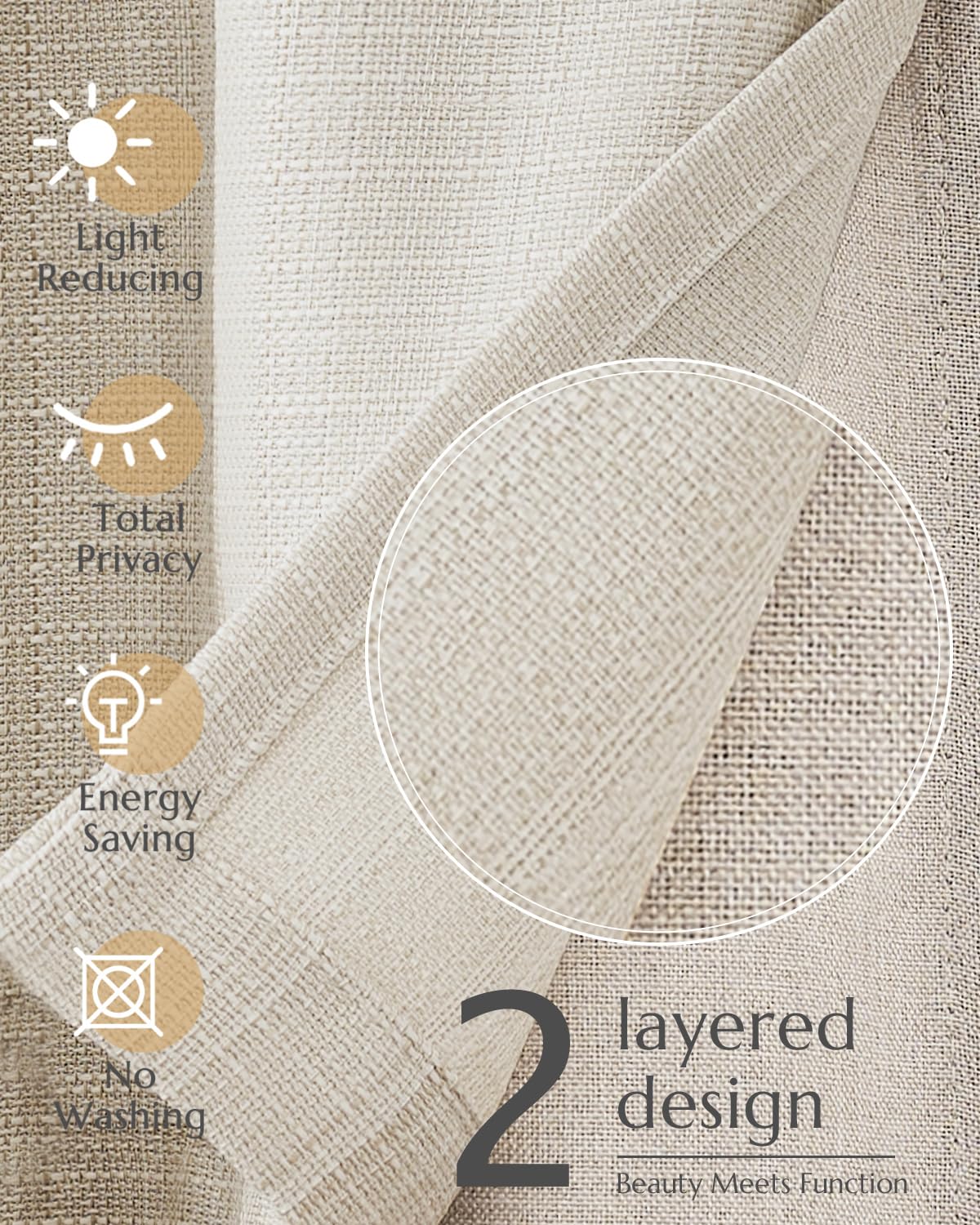 Jinchan valance curtain beige-heathered energy-friendly year-round fabric performance.