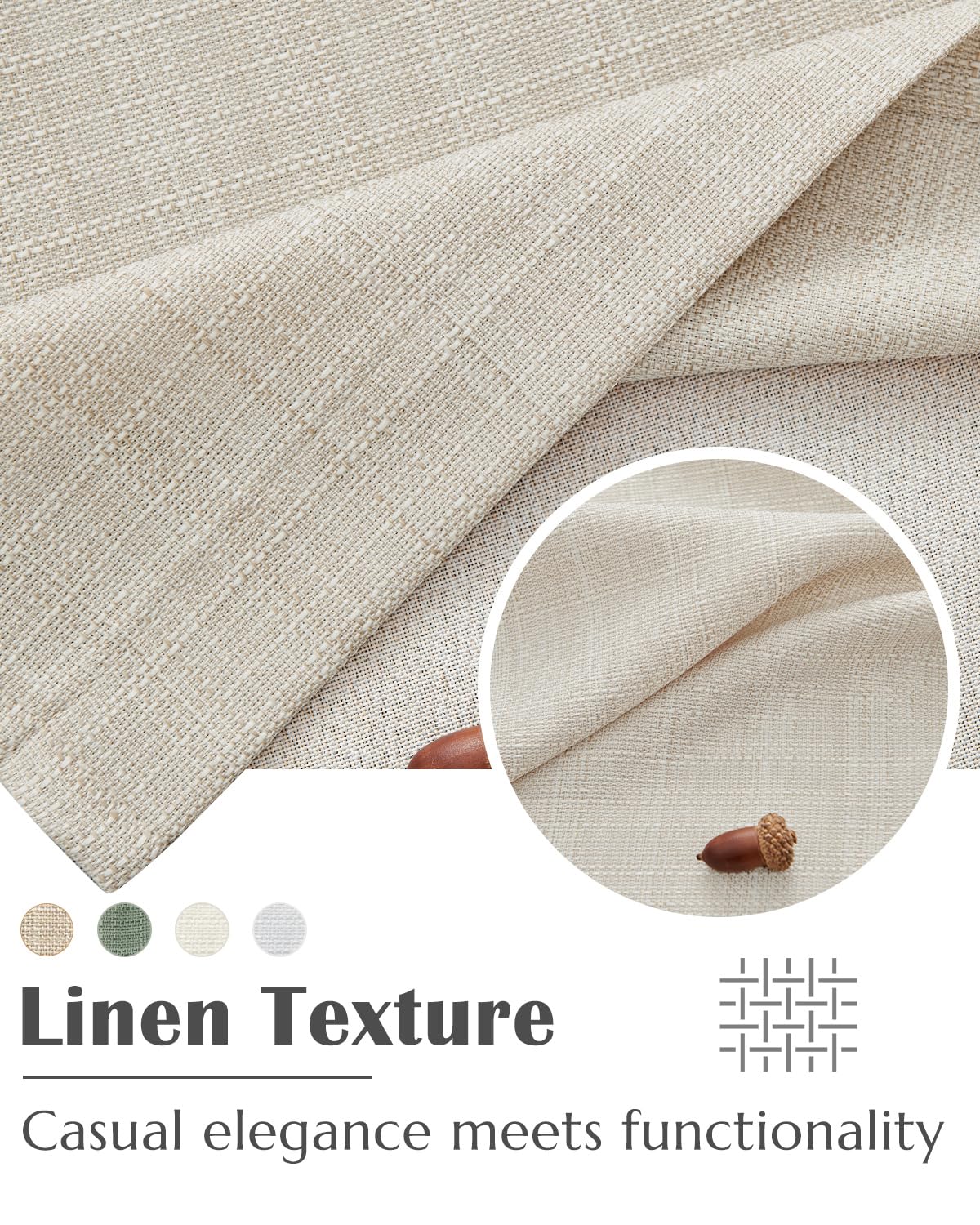 Jinchan valance curtain beige-heathered farmhouse style complements cottage décor.