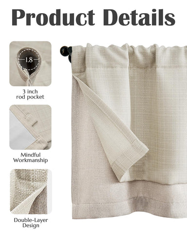Jinchan valance curtain beige-heathered light diffusion for balanced privacy.
