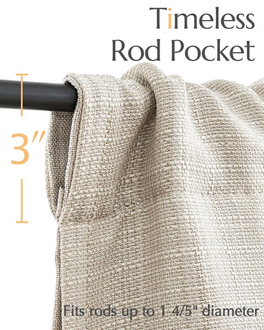 Jinchan valance curtain beige-heathered living room shot showing warm light diffusion.