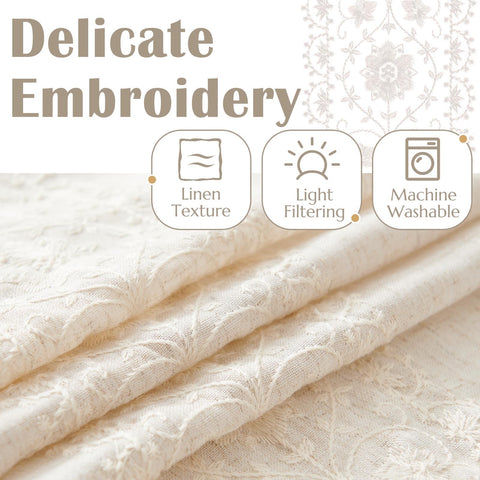 Decorative embroidery and light filtering for a cozy atmosphere.