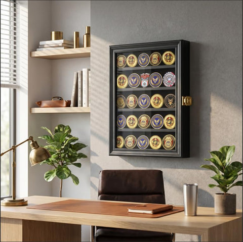 Coins, chips, and medals display ideal for gifts and collections