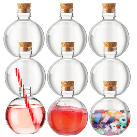 Jinei ball-shaped plastic sand art bottle in clear plastic for DIY decor.