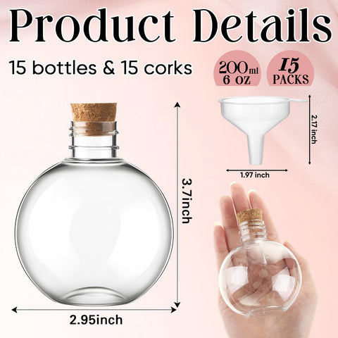 Jinei clear plastic bottle with wood cork for easy DIY crafts.