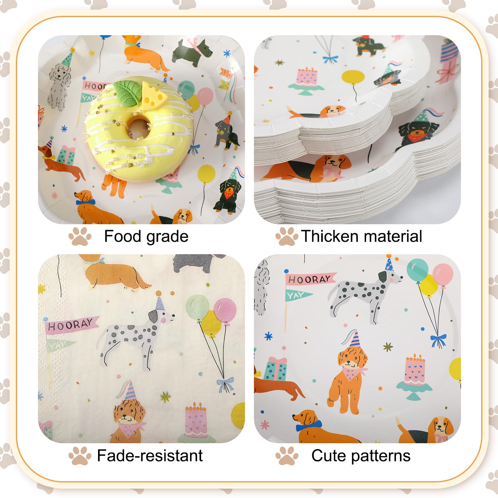 Jinei dog theme napkins to complete a coordinated party setting